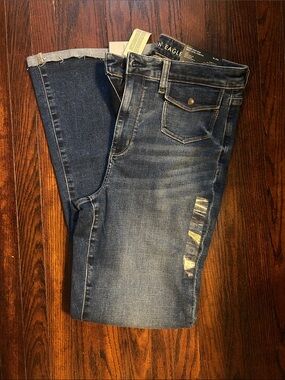 American Eagle Outfitters Women's Dark Blue Flare Jeans
